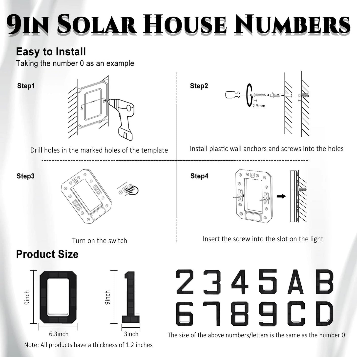 Bright Solar House Numbers