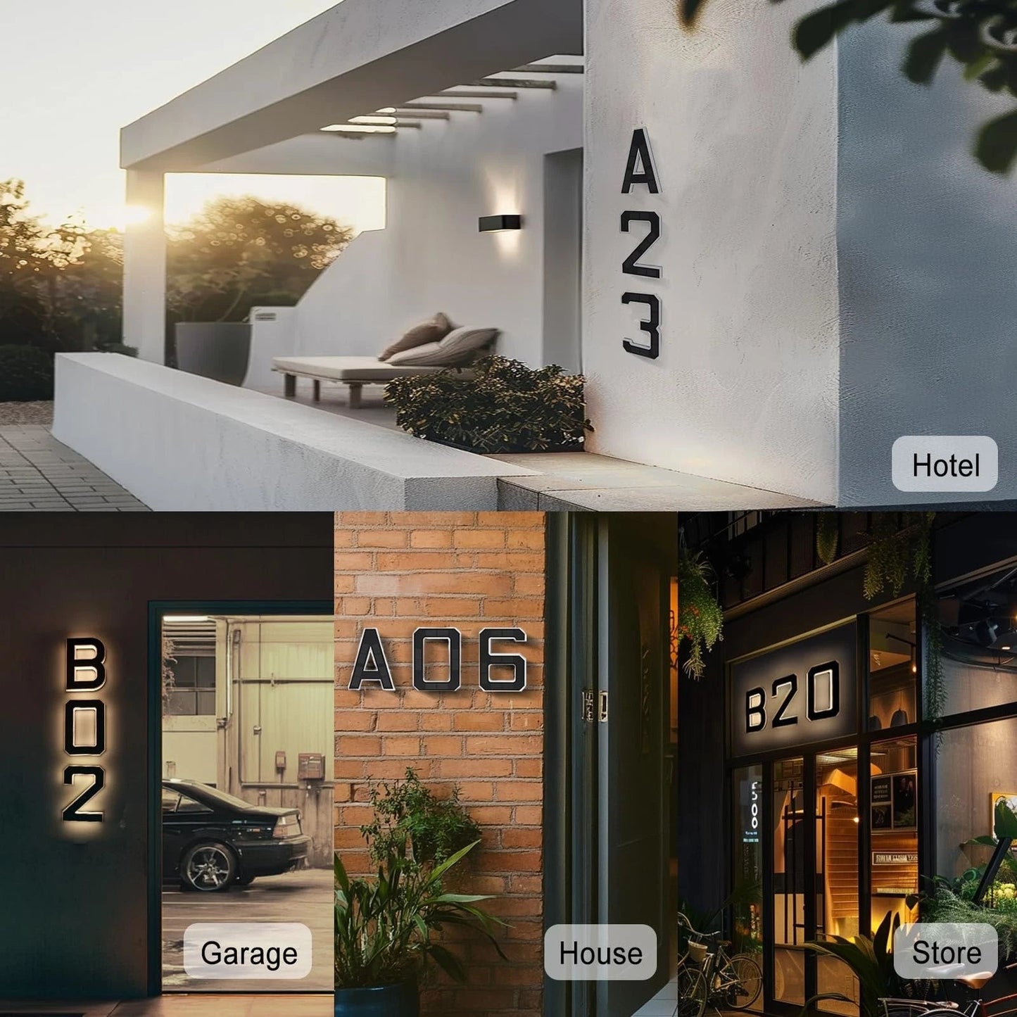 Bright Solar House Numbers
