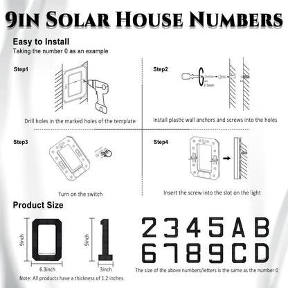Bright Solar House Numbers