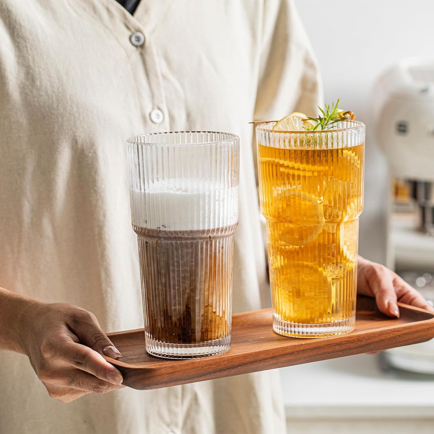 Luzelane - 20oz Elegant Ribbed Glass Tumber