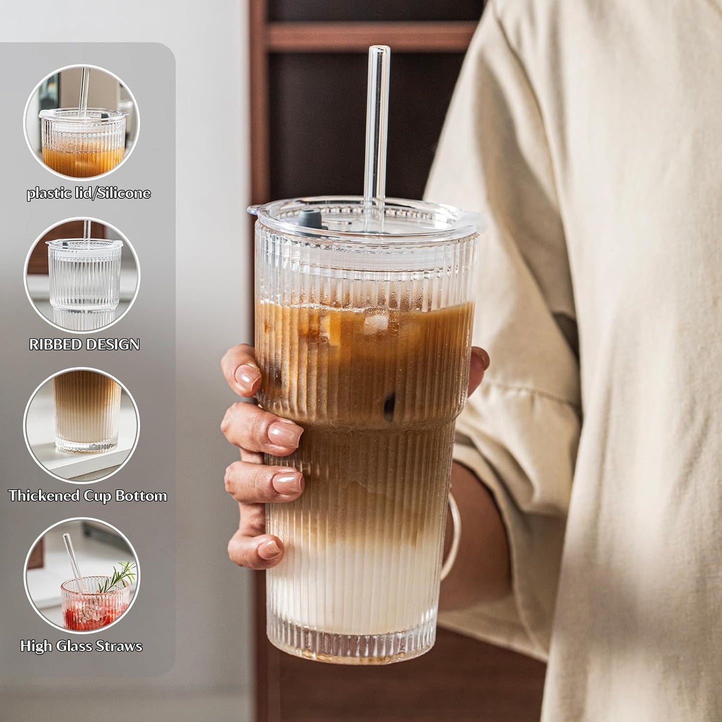Luzelane - 20oz Elegant Ribbed Glass Tumber