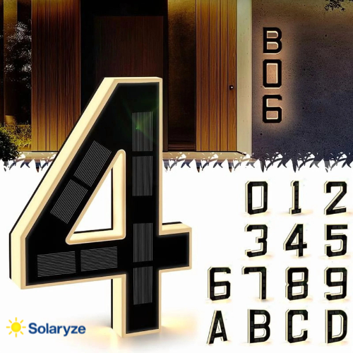 Bright Solar House Numbers