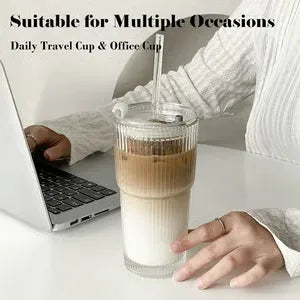 Elegant Ribbed Glass Tumbler Set